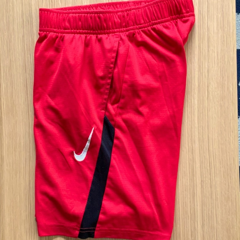 Nike Dri-Fit Boy’s Red/Black/White Athletic Shorts with Side Pockets Size M